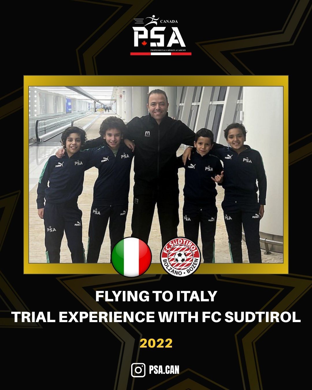 PSA Kuwait Team Flying to participate in FC Sudtirol Trial Experience 2022
