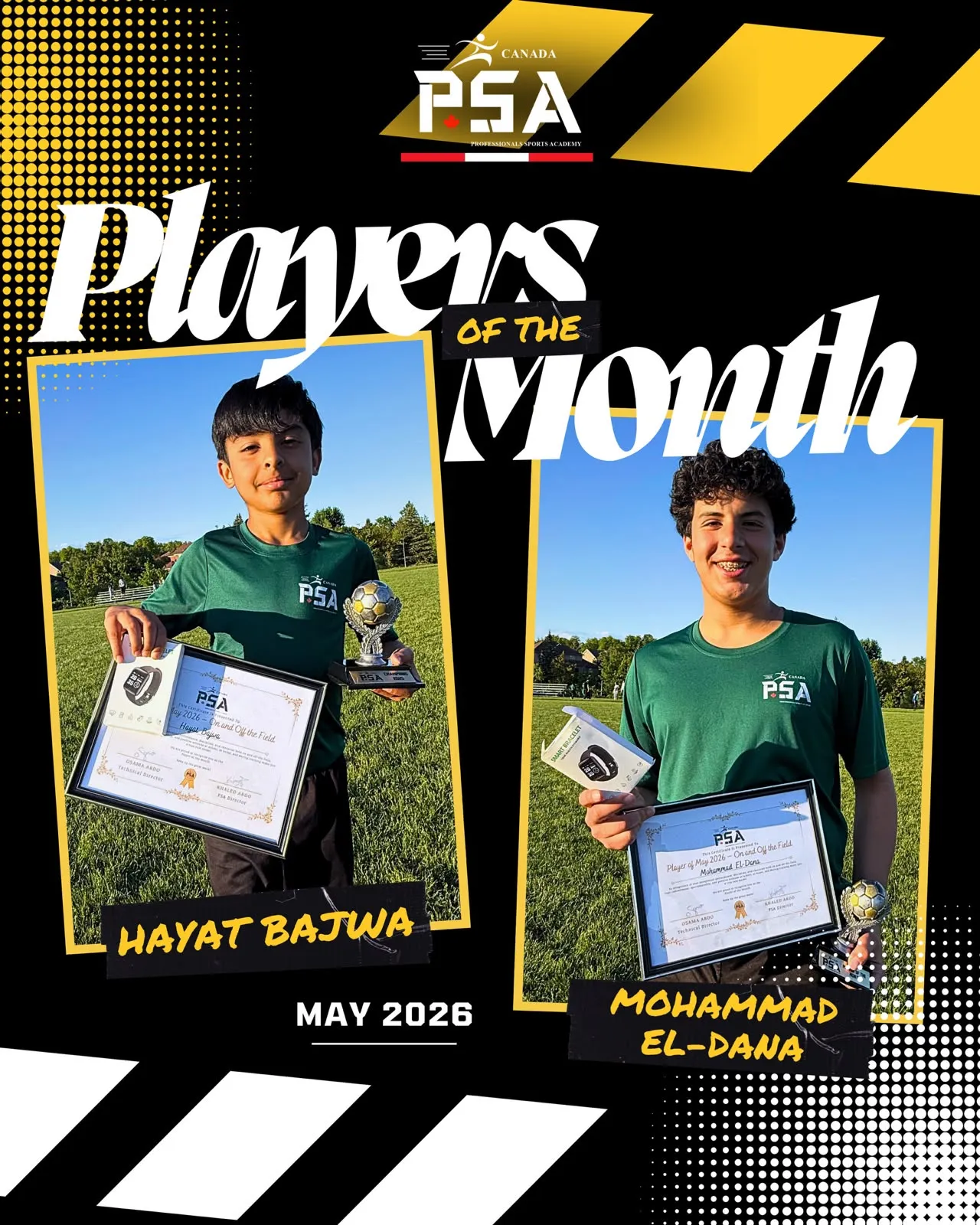 players of may 2026 PSA Canada Soccer Academy